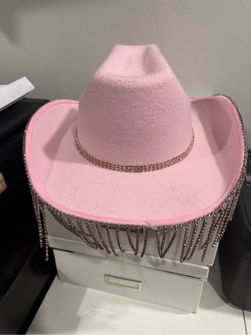 Pink Crystal Fringe Cowgirl Hat